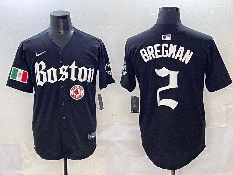 Men 2025 Boston Red Sox #2 Bregman Black Five generations Joint Name Nike MLB Jersey style 21